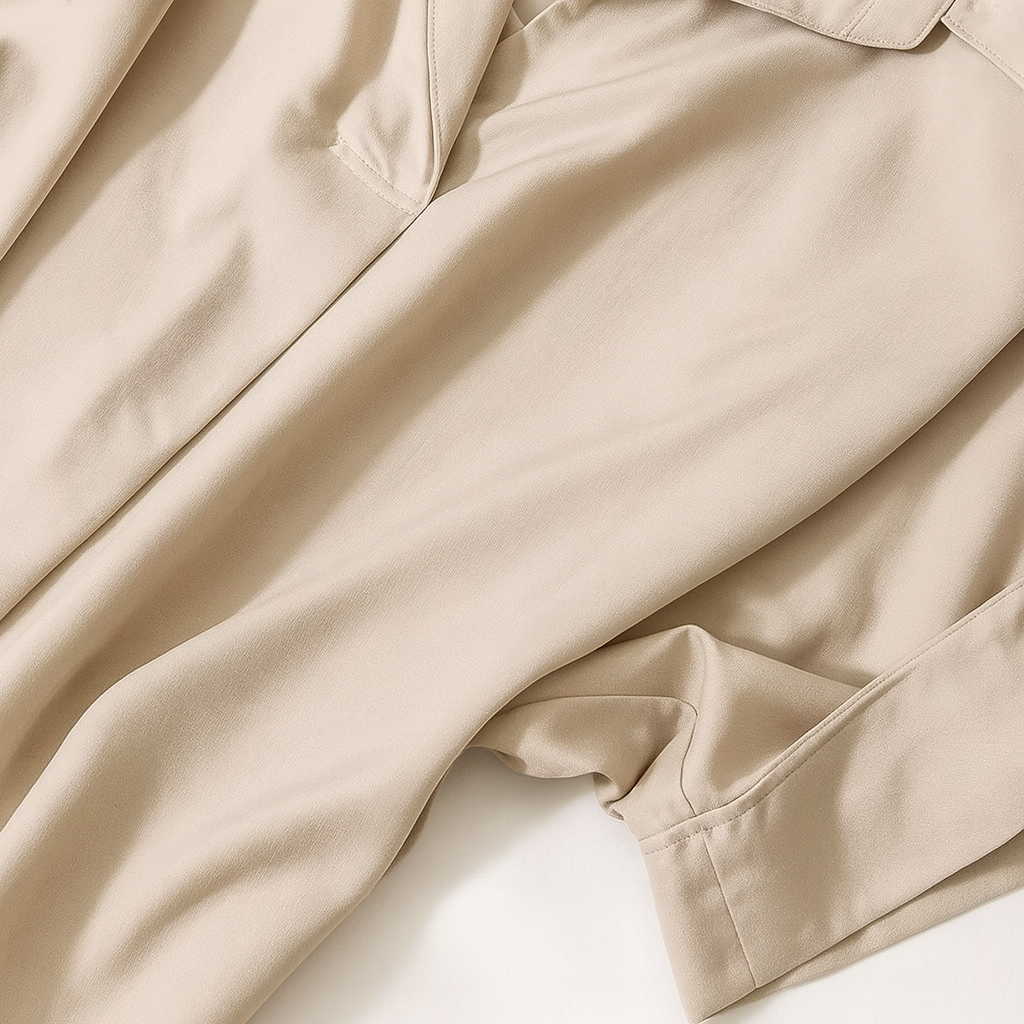 Beige shirt up close