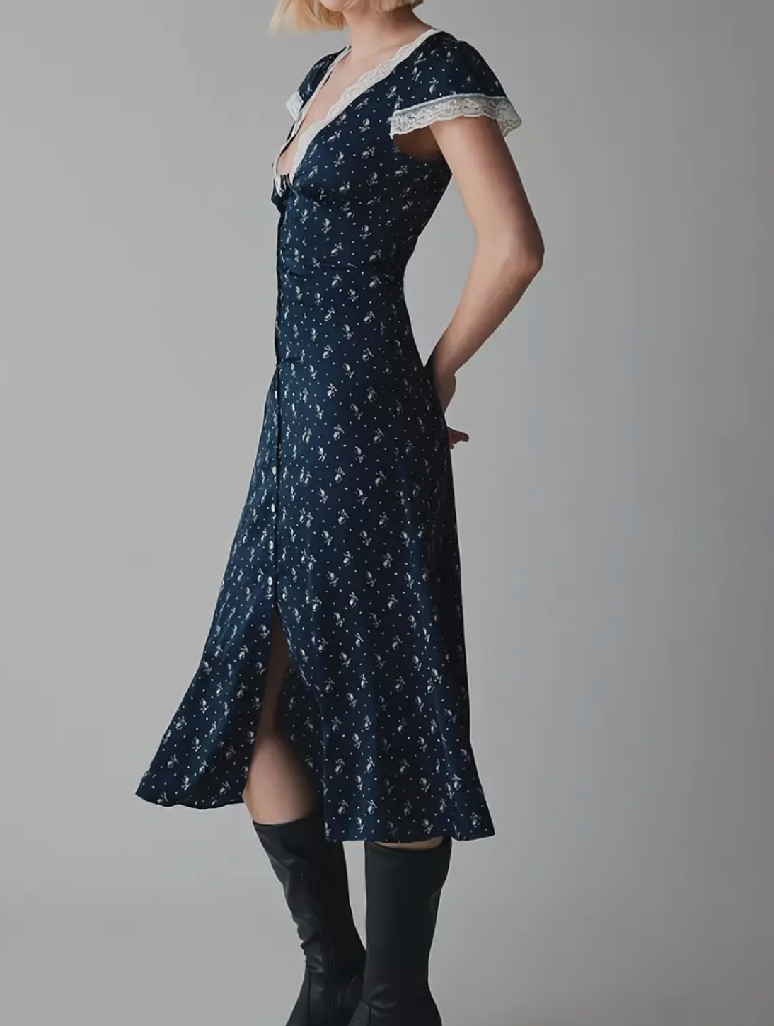 Midi-zomerjurk voor dames met kant | Katerina