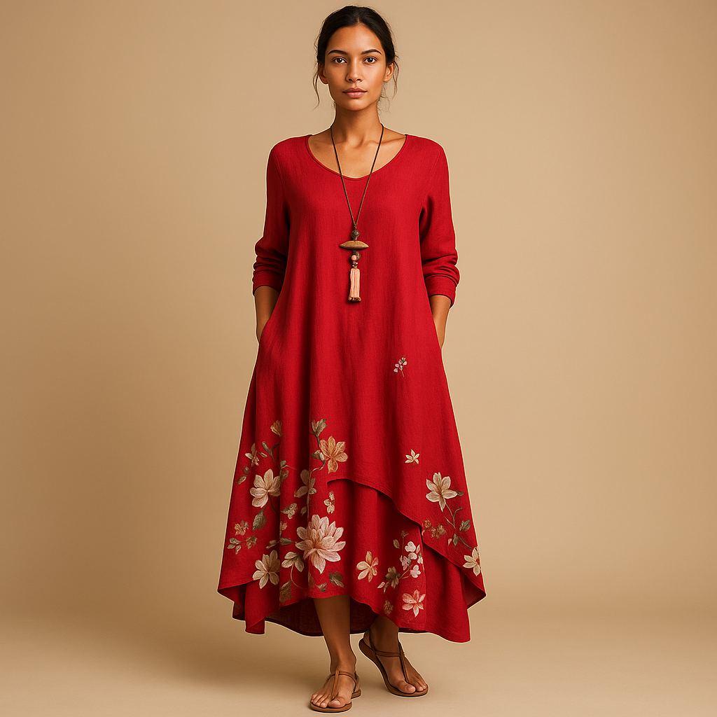Variant image for Katoenen jurk met A-lijn silhouet, ademend en comfortabel | Isabella-31