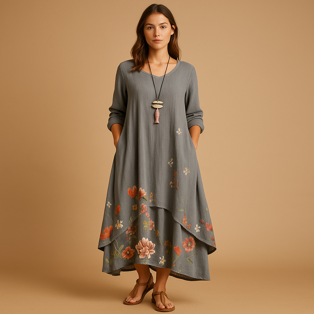 Variant image for Katoenen jurk met A-lijn silhouet, ademend en comfortabel | Isabella-43
