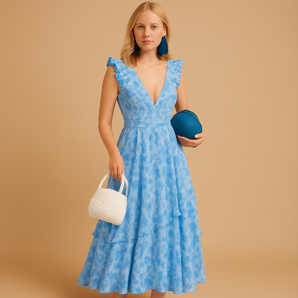 Lange bloemen maxi jurk met hoge split voor feesten | Sophia-4