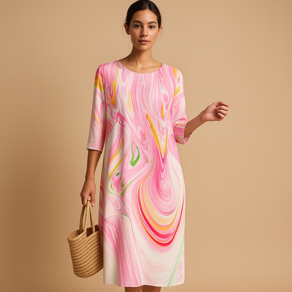 Variant image for Midi Jurk Dames van Lichtgewicht Stof met Flatterend Silhouet | Elara-36