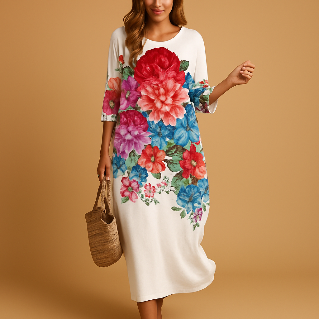 Variant image for Midi Jurk Dames van Lichtgewicht Stof met Flatterend Silhouet | Elara-57