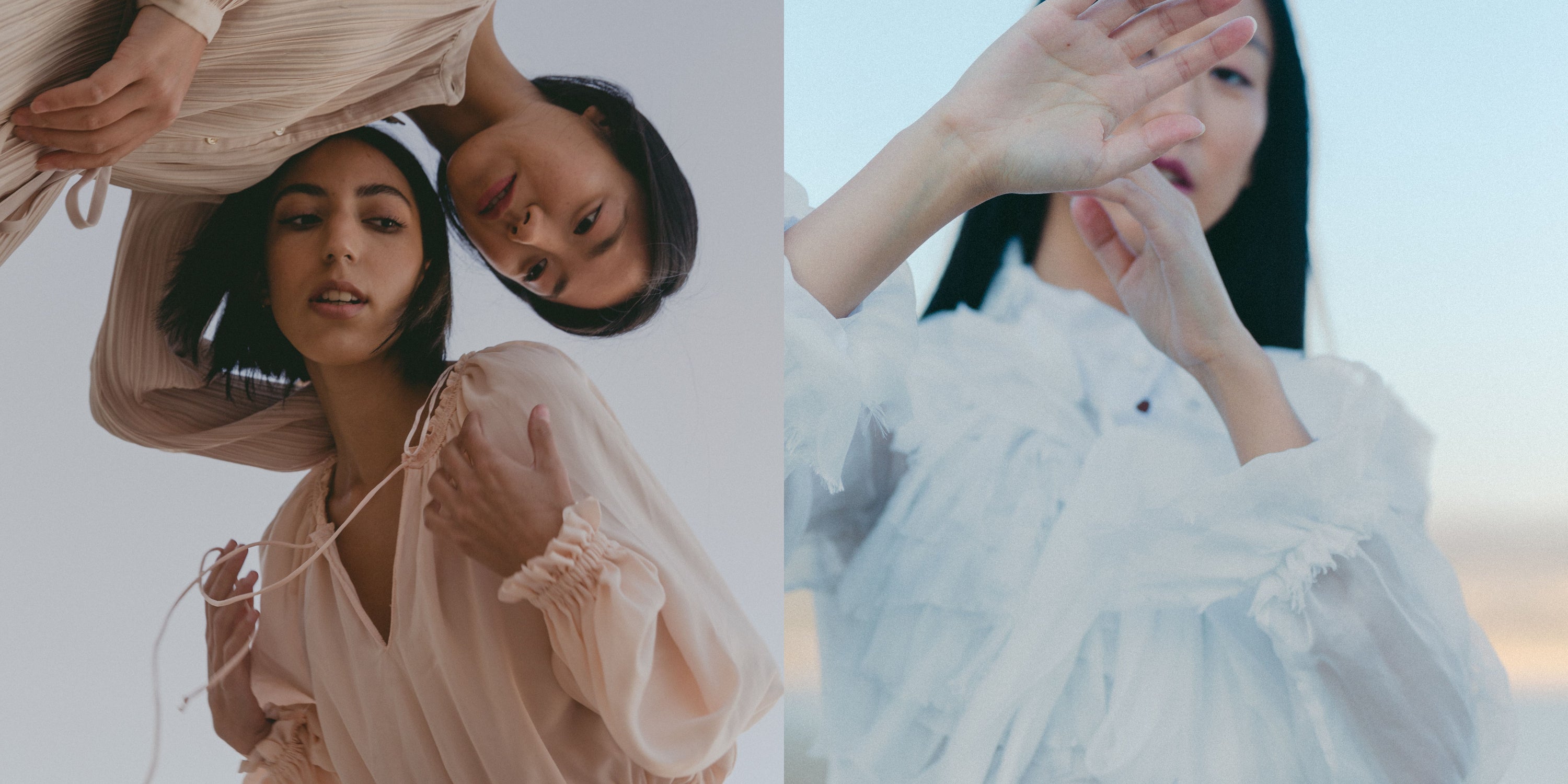 Collages of two pictures with girls