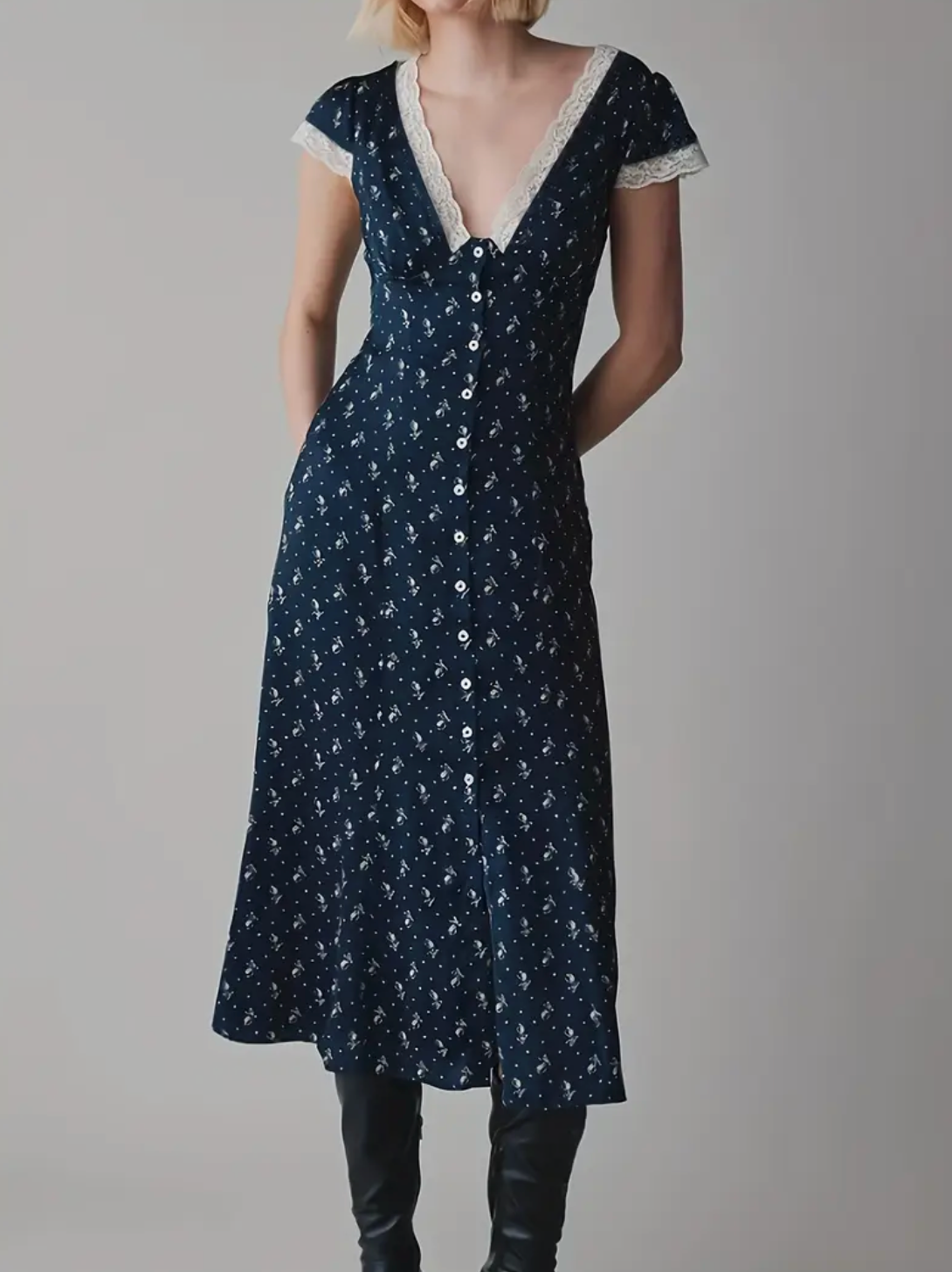 Midi-zomerjurk voor dames met kant | Katerina