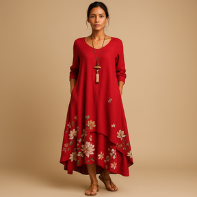Variant image for Katoenen jurk met A-lijn silhouet, ademend en comfortabel | Isabella-31