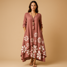 Variant image for Katoenen jurk met A-lijn silhouet, ademend en comfortabel | Isabella-25