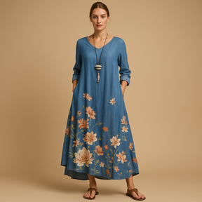 Variant image for Katoenen jurk met A-lijn silhouet, ademend en comfortabel | Isabella-37