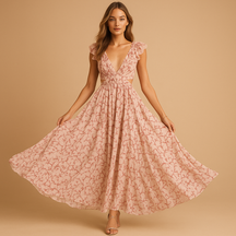 Variant image for Lange bloemen maxi jurk met hoge split voor feesten | Sophia-1