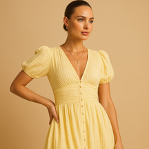 Variant image for Maxi Jurk Lange Mouwen met Knoopsluiting en Vloeiend Silhouet | Alina-5