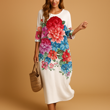 Variant image for Midi Jurk Dames van Lichtgewicht Stof met Flatterend Silhouet | Elara-57