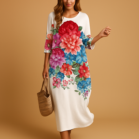 Variant image for Midi Jurk Dames van Lichtgewicht Stof met Flatterend Silhouet | Elara-57