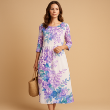 Variant image for Midi Jurk Dames van Lichtgewicht Stof met Flatterend Silhouet | Elara-43
