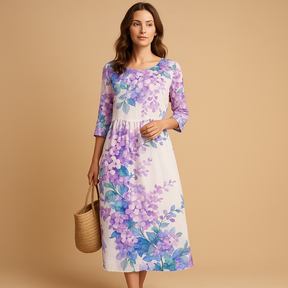 Variant image for Midi Jurk Dames van Lichtgewicht Stof met Flatterend Silhouet | Elara-43