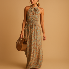 Elegante lange maxi jurk met vloeiende pasvorm | Elin 1