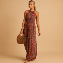 Elegante lange maxi jurk met vloeiende pasvorm | Elin 3