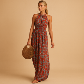 Elegante lange maxi jurk met vloeiende pasvorm | Elin 3